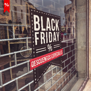 Vinilo Black Friday Escaparate - Decoración Comercial Electroestática Vinilo San Valentín Comercios - Rotulación Temporal Sin Residuos